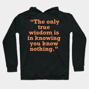 “The only true wisdom is in knowing you know nothing.” Hoodie